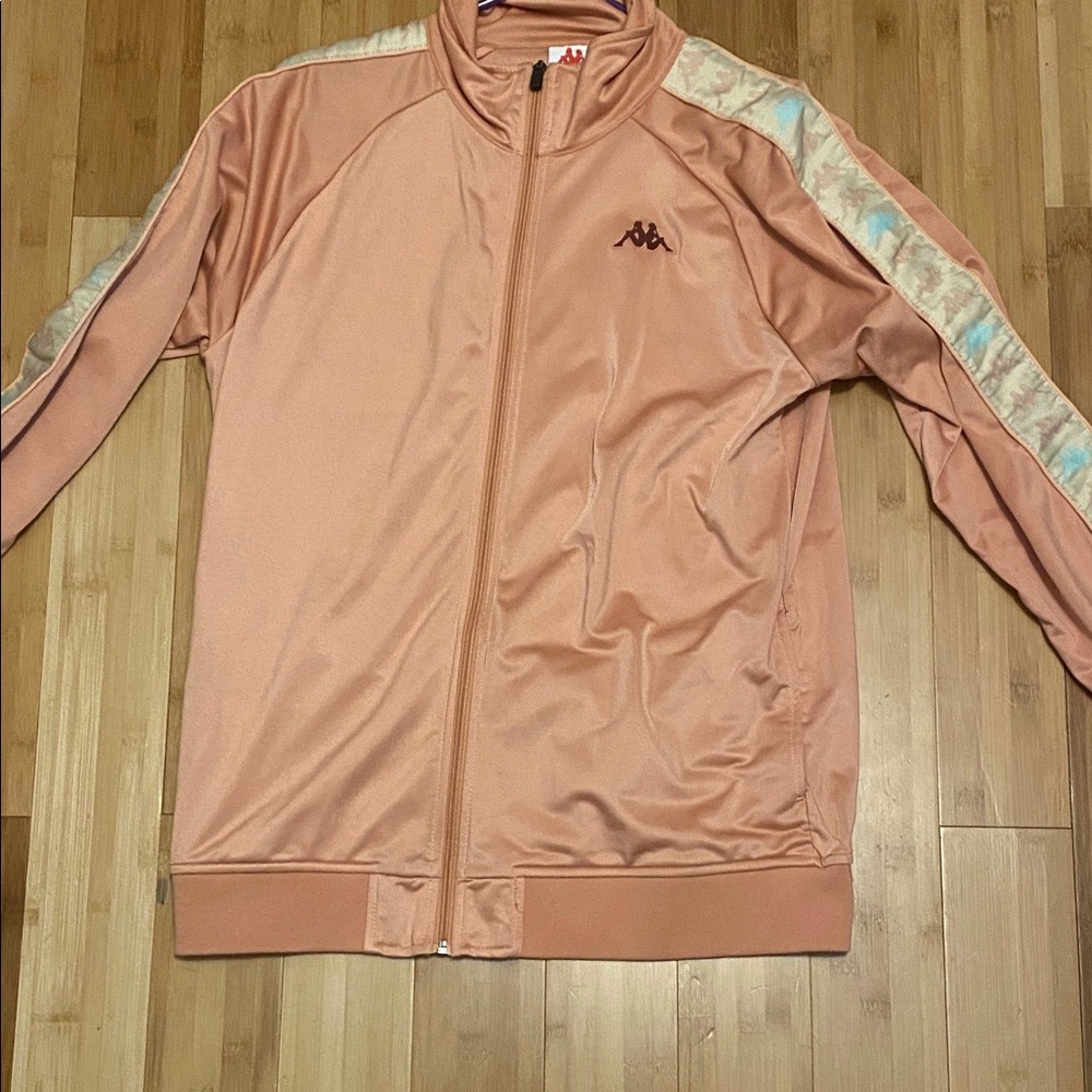 Kappa Light Coral Track Jacket with Patterned Sleeves